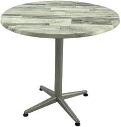 Masa rotunda cafenea D80xh74cm Raki White Block blat werzalit si picior metalic gri 