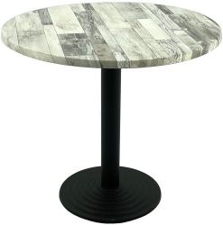 Masa rotunda cafenea D80xh74cm Raki White Block blat werzalit si picior metalic negru 