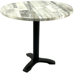 Masa rotunda cafenea D80xh74cm Raki White Block blat werzalit si picior negru din metal 