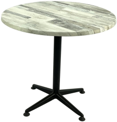 Masa rotunda cafenea D80xh74cm Raki White Block blat werzalit si picior negru metalic 
