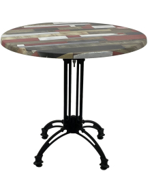 Masa rotunda D80xh71cm Raki Redden Wood blat werzalit si baza retro din aluminiu 