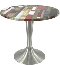 Masa rotunda D80xh74cm Raki Redden Wood blat werzalit si baza aluminiu 