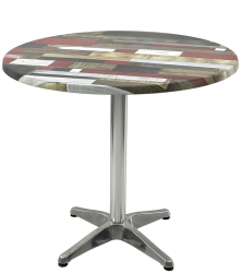 Masa rotunda D80xh74cm Raki Redden Wood blat werzalit si baza din aluminiu 