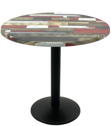 Masa rotunda D80xh74cm Raki Redden Wood blat werzalit si baza din metal neagra 