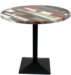 Masa rotunda D80xh74cm Raki Redden Wood blat werzalit si baza metalica neagra 