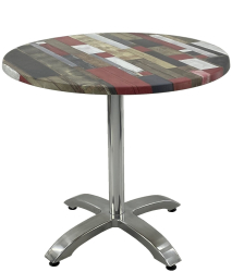 Masa rotunda D80xh74cm Raki Redden Wood blat werzalit si picior din aluminiu 