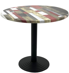 Masa rotunda D80xh74cm Raki Redden Wood blat werzalit si picior metalic negru 
