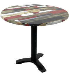 Masa rotunda D80xh74cm Raki Redden Wood blat werzalit si picior negru din metal 