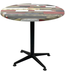 Masa rotunda D80xh74cm Raki Redden Wood blat werzalit si picior negru metalic 