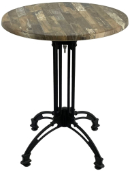 Masa rotunda pentru restaurant D60xh71cm Raki Maracaibo blat werzalit si baza retro din aluminiu 