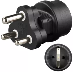 Adaptor Africa de Sud tip M BS 546 15-A Lesotho Eswatini Swaziland Namibia India Sri Lanka Nepal la SCHUKO 10A negru Goobay 9541 