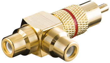 Adaptor RCA Y tata la 2x mama inel rosu versiune aurita Goobay 