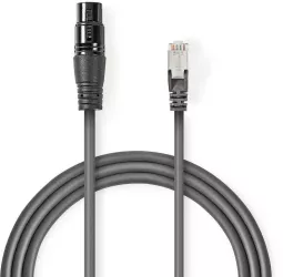 Cablu adaptor DMX XLR 3 Pini mama - RJ45 tata 0.3m gri Nedis