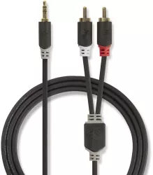 Cablu audio Jack stereo 3.5 mm tata - 2x RCA tata 5m antracit Nedis