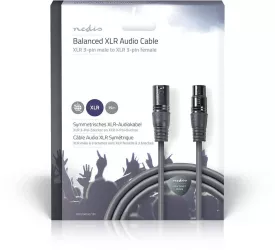Cablu Balansat Audio XLR 3 Pini tata - XLR 3 Pini mama 15m Gri Nedis 