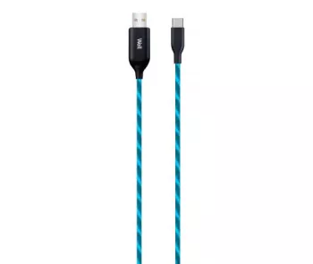 Cablu de date incarcare USB Type C 1m 3A Well cu flux lumina albastra 