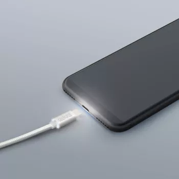Cablu de date USB type C 1m argintiu cu iluminare LED rosu delight 