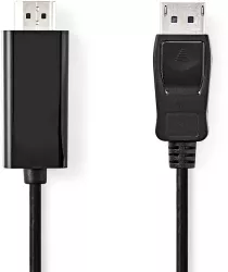 Cablu DisplayPort v1.2 tata - HDMI tata 4K 30Hz 2m negru Nedis CCGB37100BK20 