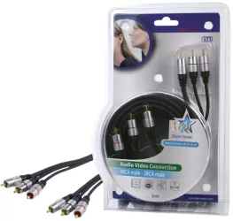 Cablu Profesional 3x RCA tata - 3x RCA tata 5m dublu ecranat HQ 