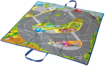 Covoras de joaca si cutie pentru jucarii trafic 