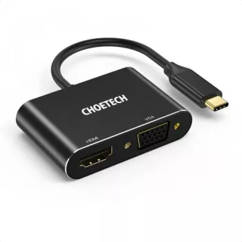 HUB USB Type C - 1x HDMI + 1x VGA Choetech M17 negru 