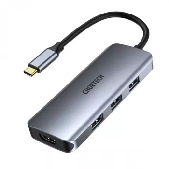 HUB USB Type C - 1x HDMI 3x USB 3.0 SD PD 100W Choetech M19 gri 