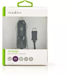 Incarcator auto bricheta cu USB Type C 3A 15W negru Nedis 