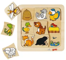 Joc puzzle de asociere casutele animalelor 