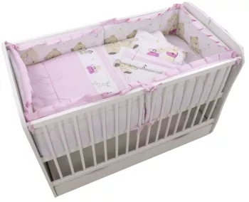 Lenjerie MyKids Teddy Play Pink M1 4+1 Piese 120x60