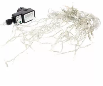Perdea luminoasa tip turturi 100 LED-uri albe lumina calda cablu transparent WELL 