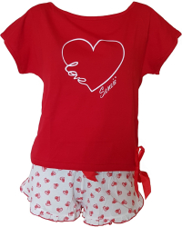 Pijama dama Sensis Amore cu inimioare bumbac rosu cu alb M 