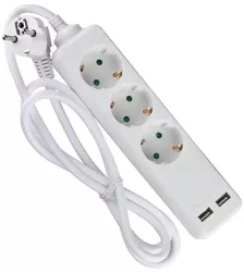 Prelungitor 3 prize + 2x USB 1.5m 3G1.5mm2 alb V-TAC SKU-8774 