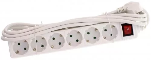 Prelungitor 6 prize 3m cu intrerupator cablu 3xG1.5mmp Well 