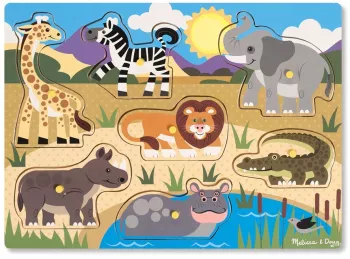 Puzzle din lemn animalele safari 