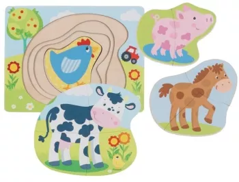 Puzzle stratificat animale de la ferma 