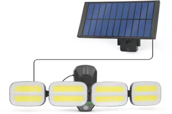 Reflector solar 10W 600lm IP65 cu senzor de miscare cu unitate solara prin cablu 8 LED-uri COB 