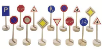 Set 15 semne de circulatie din lemn 