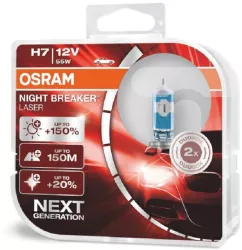Set 2 becuri auto cu halogen Osram H7 12V 55W PX26d Night Breaker Laser +150 