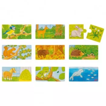 Set de 9 puzzleuri cu ce se hranesc animalele 