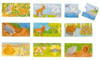 Set de 9 puzzleuri unde locuiesc animalele 