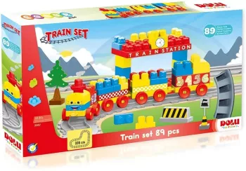 Set de constructii cu trenulet - 89 piese 