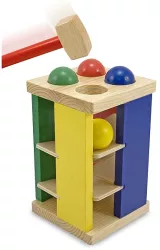 Turnul din lemn cu ciocan si bile melissa and doug 