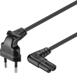 Cablu de alimentare pt. TV cu conectori cotiti CEE 7/16 - IEC-60320-C7 2m Goobay 