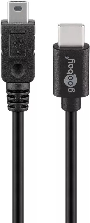 Cablu USB 2.0 USB type C tata la Mini USB tata 0.5m Cupru 0.48Gbit/s negru 67989 Goobay 