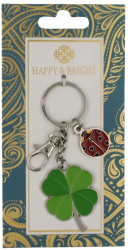 Breloc Happy & Bright trifoi cu 4 foi 