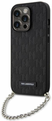 Etui dur Karl Lagerfeld pentru iPhone 14 Pro de 6 1& cu lant mono Saffiano negru 