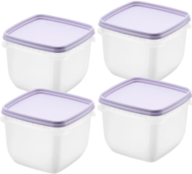 Set 4 caserole cu capac depozitare alimente Freez SmartStore 0.75L compatibila cu cuptorul microunde si congelator capac ermetic
