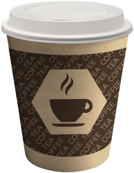 Set 10 pahare din carton cu capac pentru cafea 200 ml 