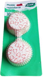 Set 30 forme briose colorate 5x 3.2 cm albe cu inimi rosii 