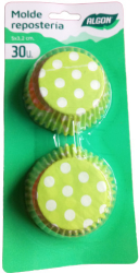 Set 30 forme briose colorate 5x 3.2 cm verzi cu buline albe 